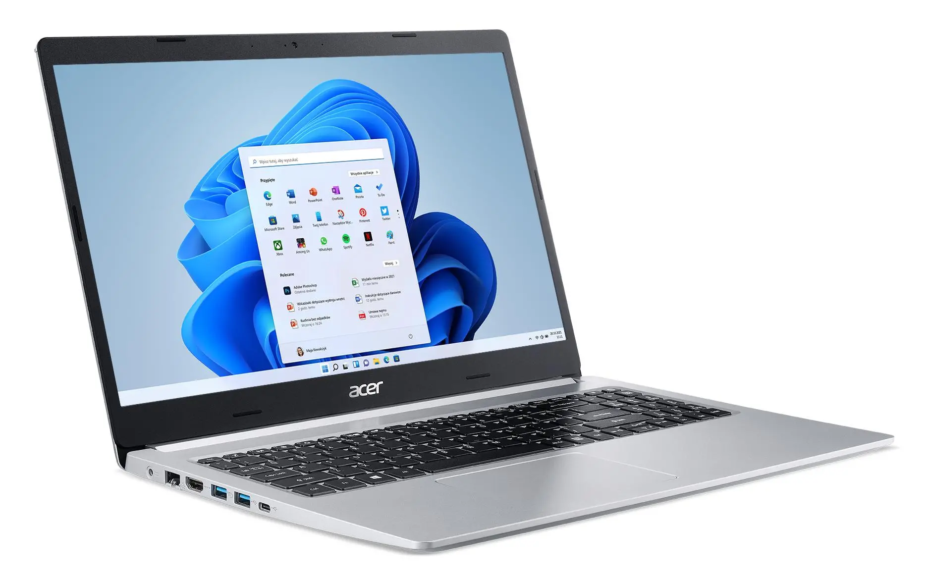 Laptop Acer Aspire 5 A515-45-R58W 15,6" R5 5500U 8GB RAM 512GB Dysk SSD Win11 Srebrny