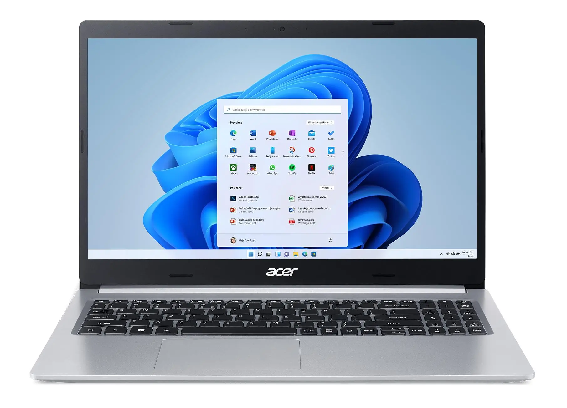 Laptop Acer Aspire 5 A515-45-R58W 15,6" R5 5500U 8GB RAM 512GB Dysk SSD Win11 Srebrny