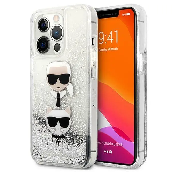 Etui Karl Lagerfeld Liquid Glitter Karl&Choupette Head KLHCP13LKICGLS do iPhone 13 Pro /13