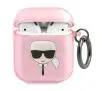 Etui na słuchawki Karl Lagerfeld KLA2UKHGP Glitter Karl`s Head AirPods Cover Różowy