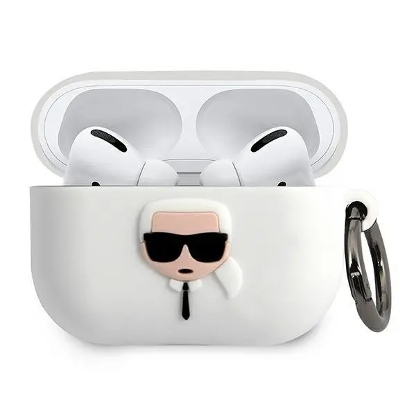 Etui na słuchawki Karl Lagerfeld KLACAPSILGLWH Silicone Ikonik AirPods Pro Cover Biały