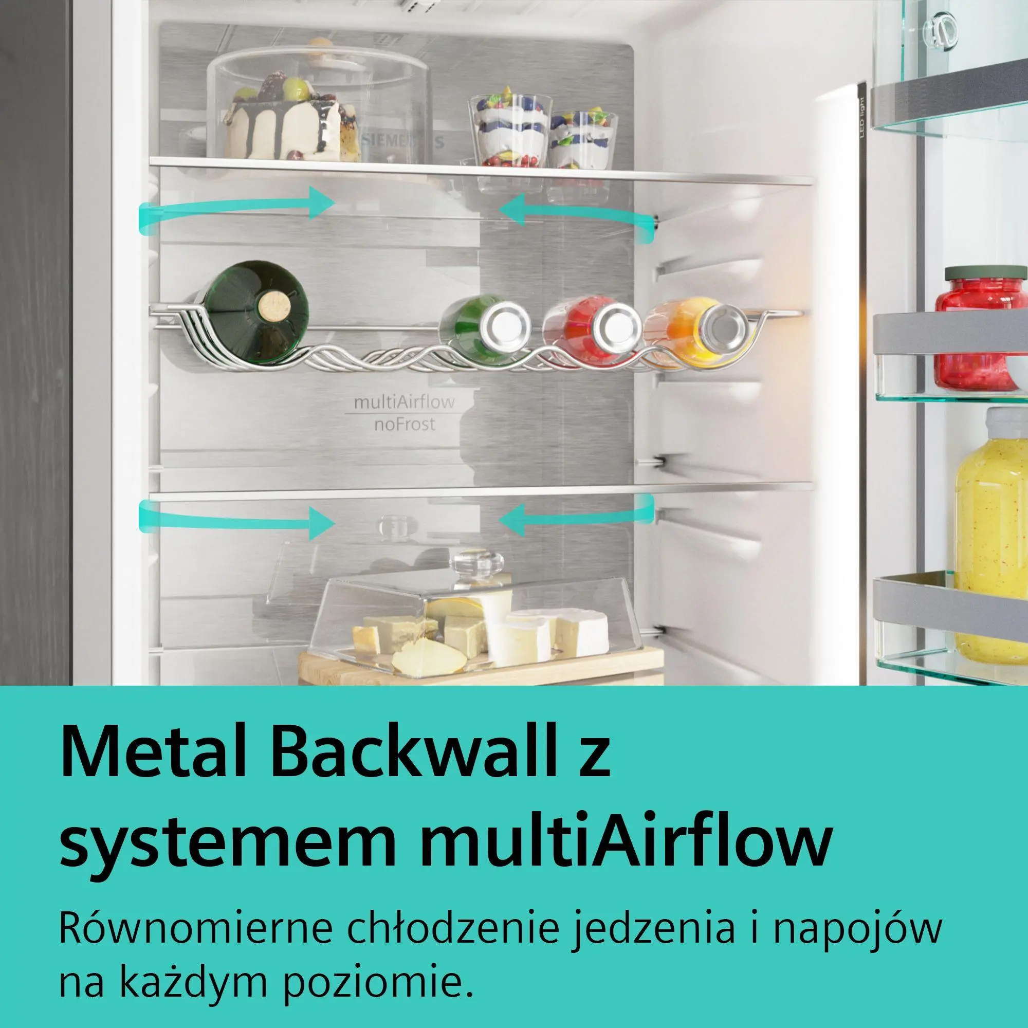 Lodówka Siemens iQ500 KG49NAIBT Pełny No Frost 203cm Szuflada z kontrolą wilgotności Srebrny