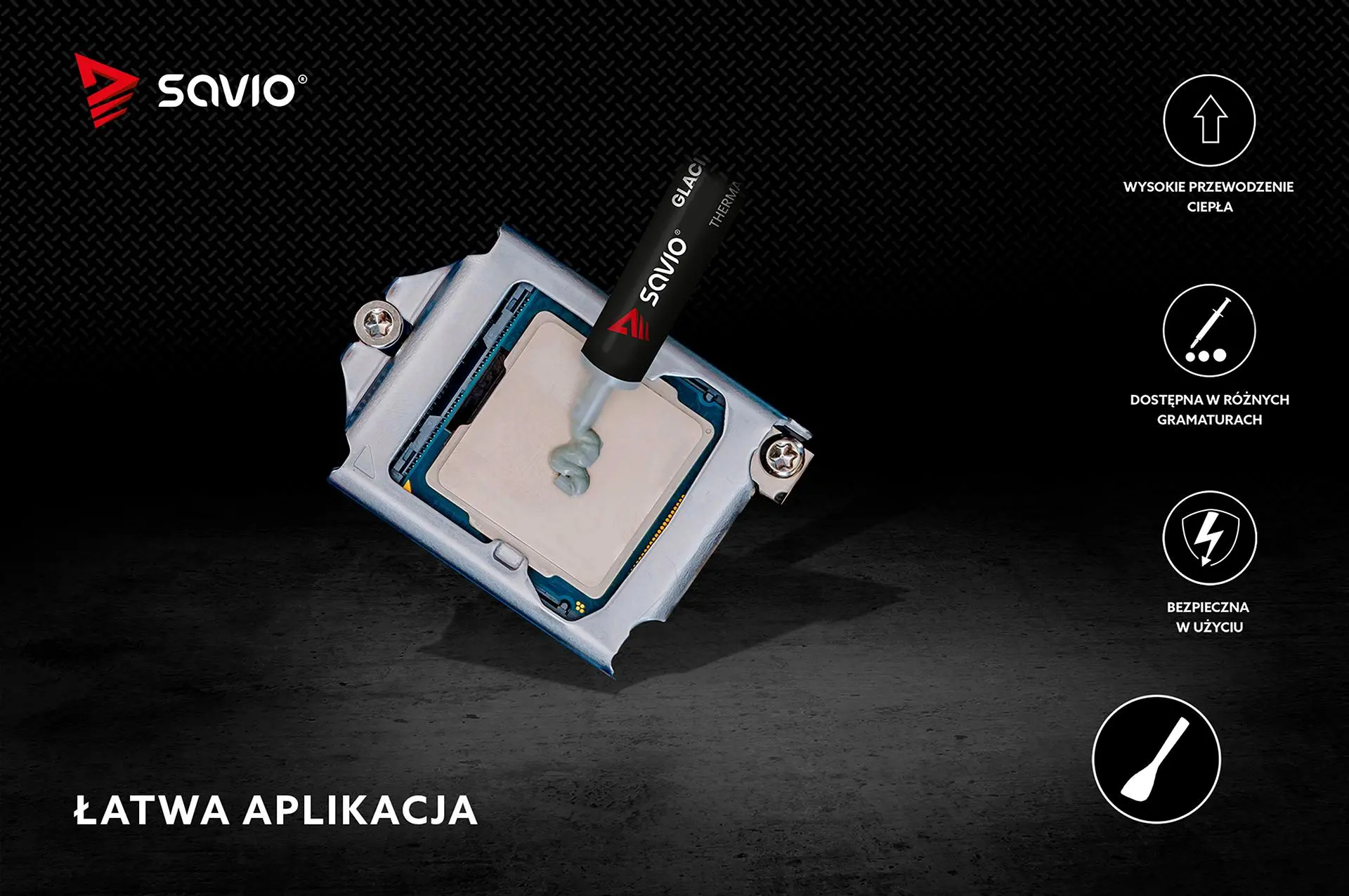 Pasta termoprzewodząca Savio Glacier TG-02 8,5 W/mK 4g