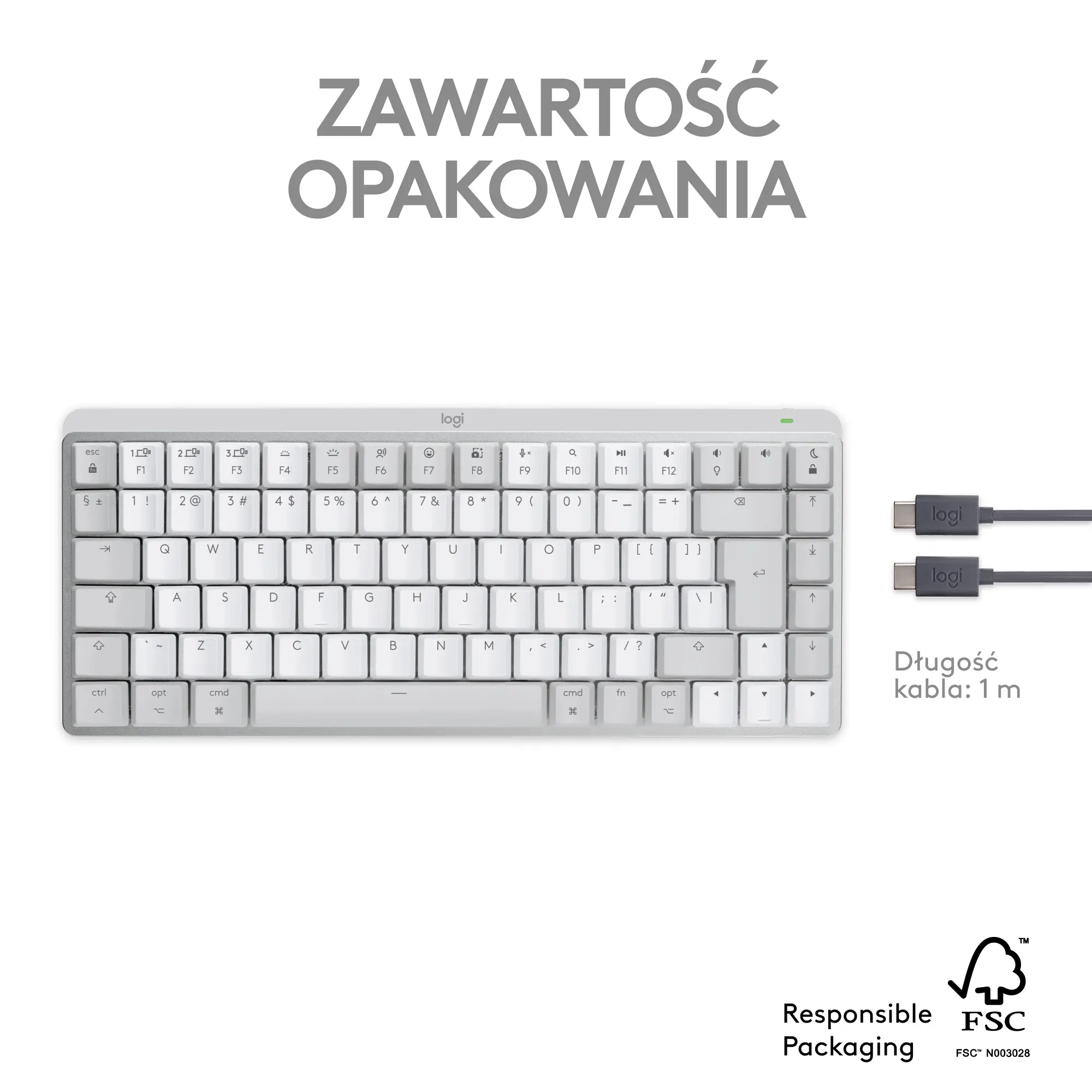 Klawiatura mechaniczna Logitech MX Mechanical Mini dla Mac  Szary
