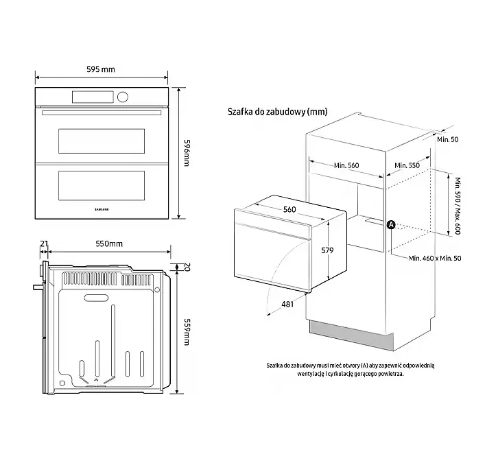 Piekarnik elektryczny parowy Samsung Bespoke NV7B6665IAA Dual Cook Termoobieg AirFry Zdalne sterowanie Beżowy
