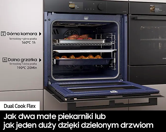 Piekarnik elektryczny parowy Samsung Bespoke NV7B6665IAA Dual Cook Termoobieg AirFry Zdalne sterowanie Beżowy