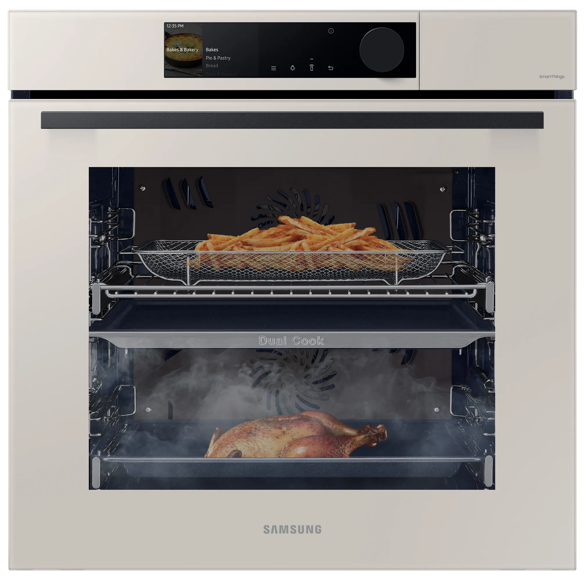 Piekarnik elektryczny parowy Samsung Bespoke NV7B6665IAA Dual Cook Termoobieg AirFry Zdalne sterowanie Beżowy