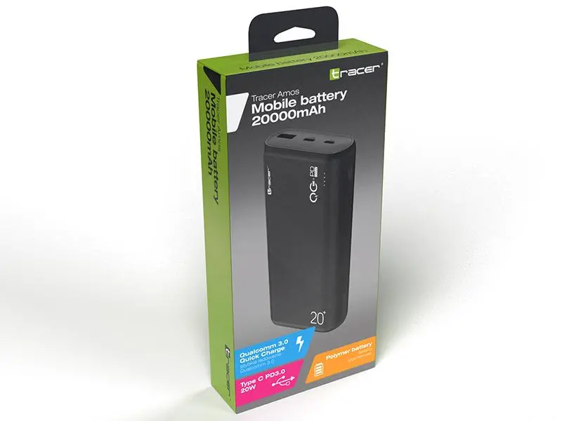 Powerbank Tracer AMOS TRABAT47094 20000mAh QC 3.0 PD 20W Czarny