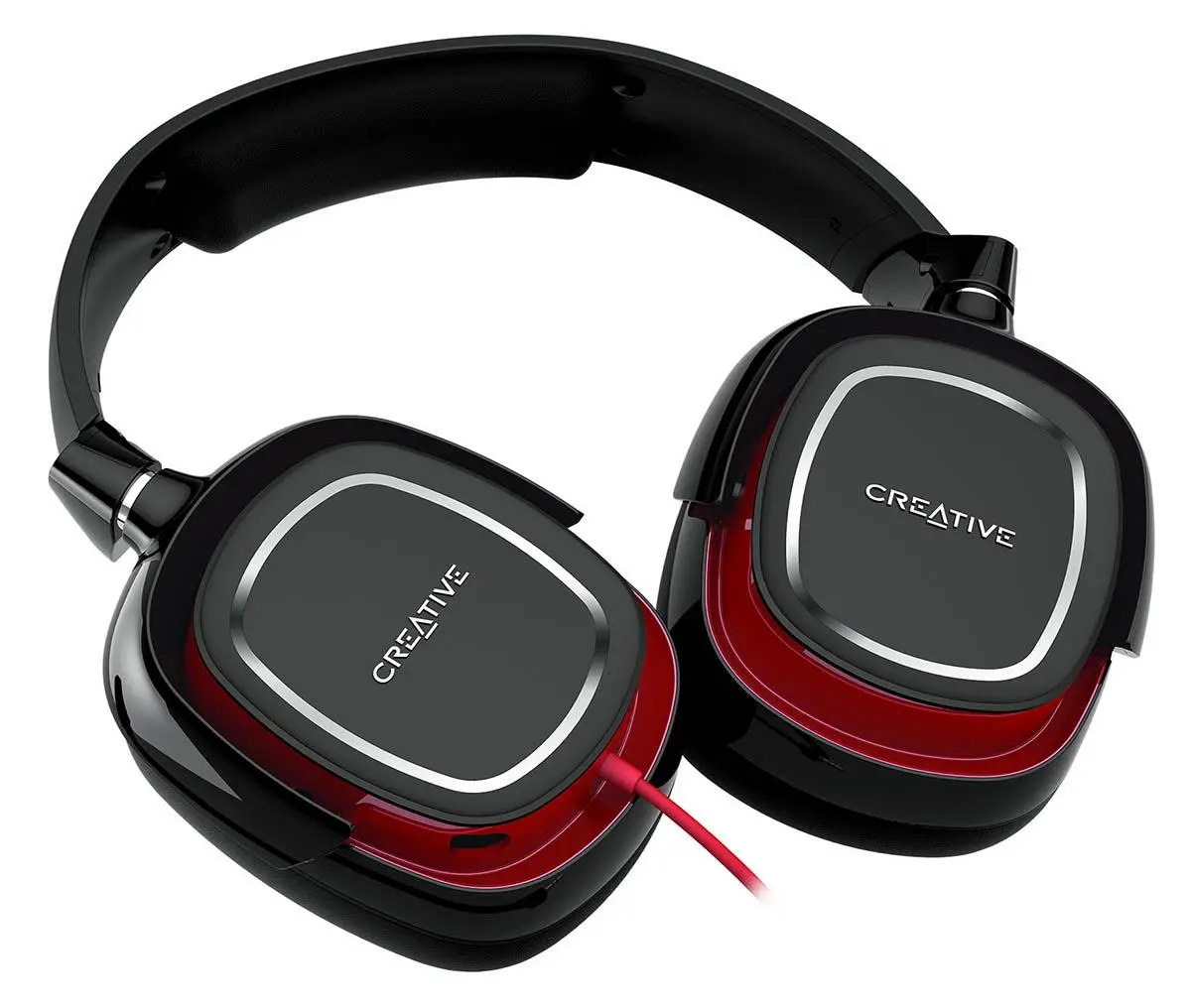 Słuchawki przewodowe z mikrofonem Creative Draco HS-880 Nauszne Czarno-czerwony