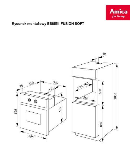 Piekarnik elektryczny Amica EB8551 Fusion Soft