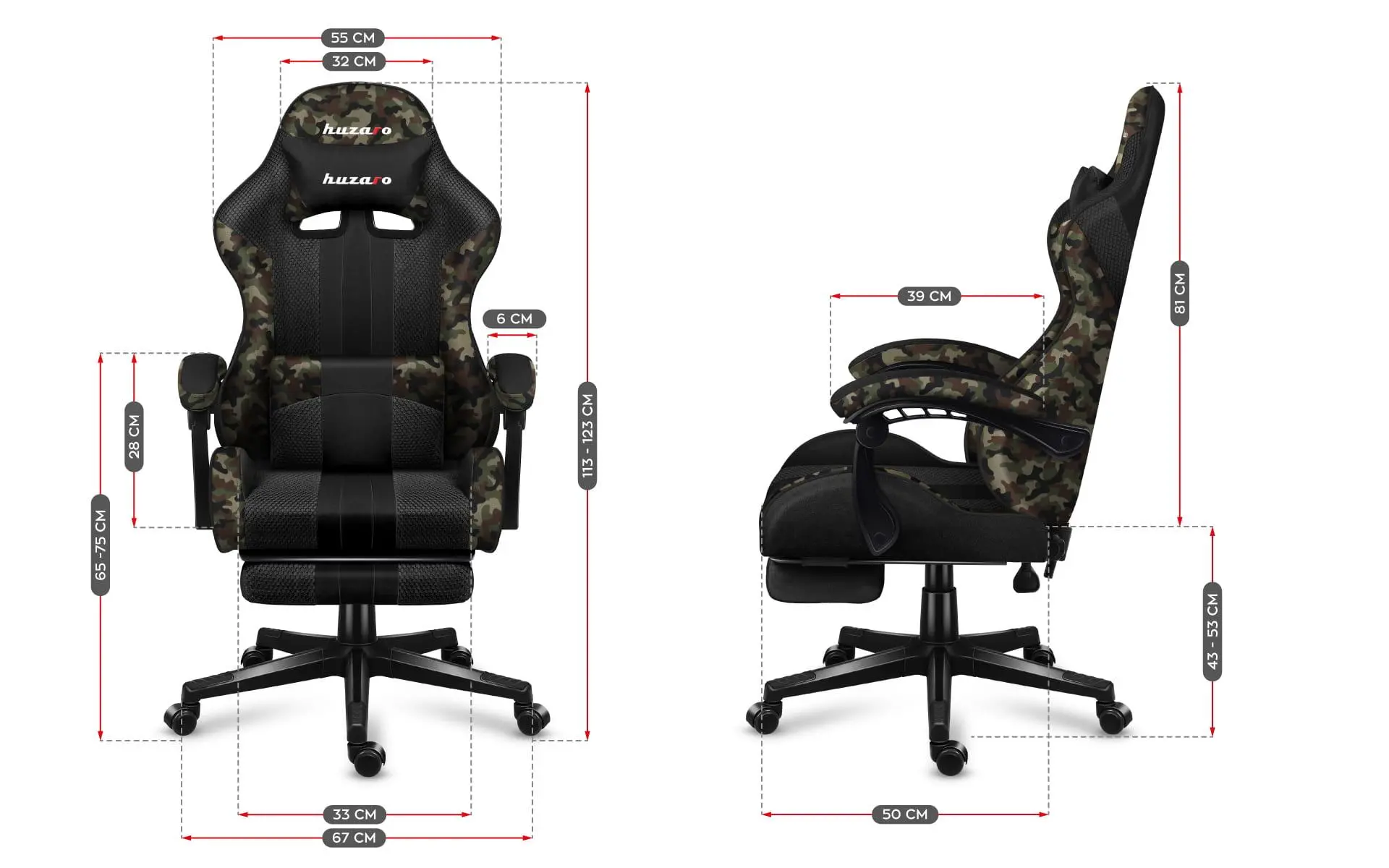 Fotel Huzaro Force 4.7 Camo Mesh Gamingowy do 140kg Tkanina Camo