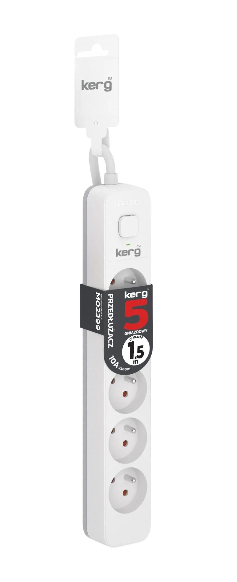 Przedłużacz Kerg M02399 5 gniazd 1,5m Biały