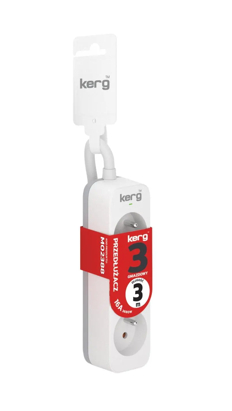 Przedłużacz Kerg M02388 3 gniazda 3m Biały
