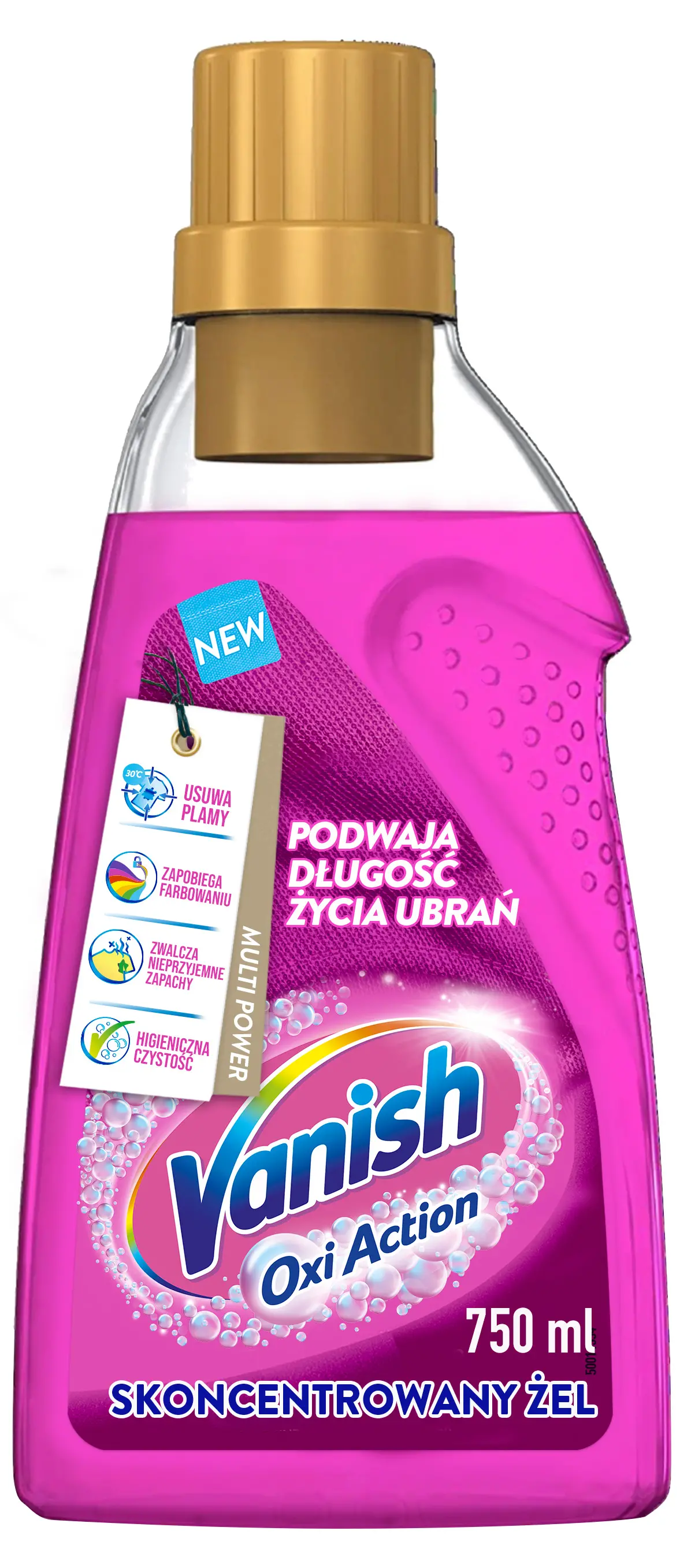 Odplamiacz Vanish Oxi Action Pink do kolorowych tkanin 750ml