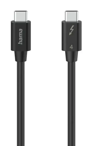 Kabel USB Hama USB-C Thunderbolt 4 0,8m 40Gbit/s 100W 8K Czarny