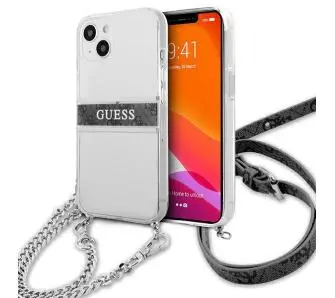 Etui Guess 4G Grey Strap Silver Chain GUHCP13SKC4GBSI do iPhone 13 mini