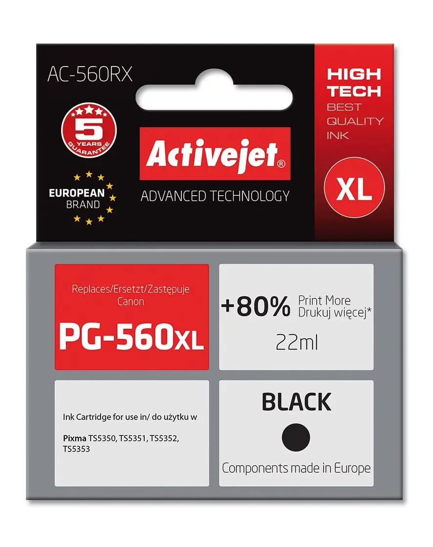 Tusz ActiveJet AC-560RX (zamiennik PG-560XL) Czarny 22 ml