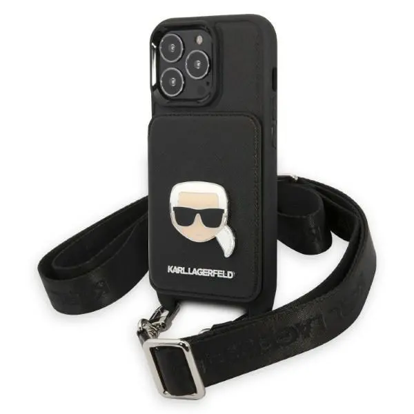 Etui Karl Lagerfeld Saffiano Metal Karl Head KLHCP13LSAKHPK do iPhone 13 Pro / 13