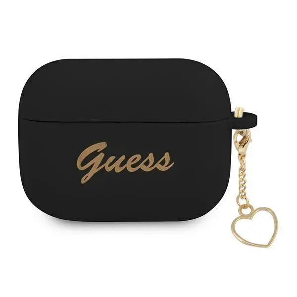 Etui na słuchawki Guess Silicone Charm Heart Collection do AirPods Pro Czarny