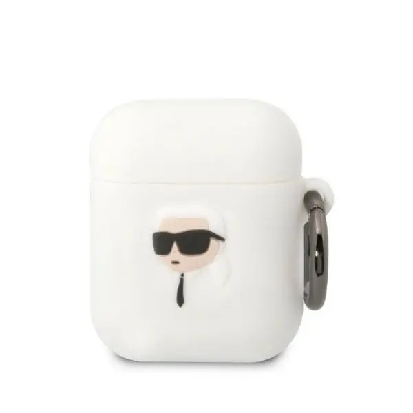 Etui na słuchawki Karl Lagerfeld Silicone Karl Head 3D KLA2RUNIKH do AirPods 1/2 Biały