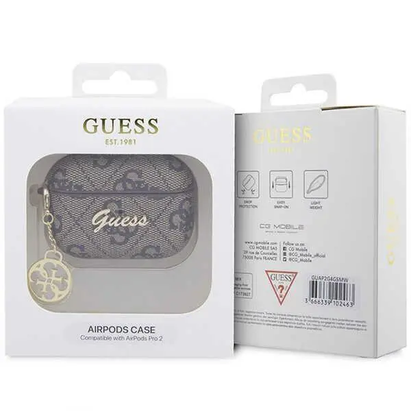 Etui na słuchawki Guess 4G Charm Collection GUAP2G4GSMW do AirPods Pro 2 Brązowy