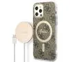 Zestaw Guess GUBPP12MH4EACSW ładowarka indukcyjna + etui 4G Print MagSafe do iPhone 12 Pro