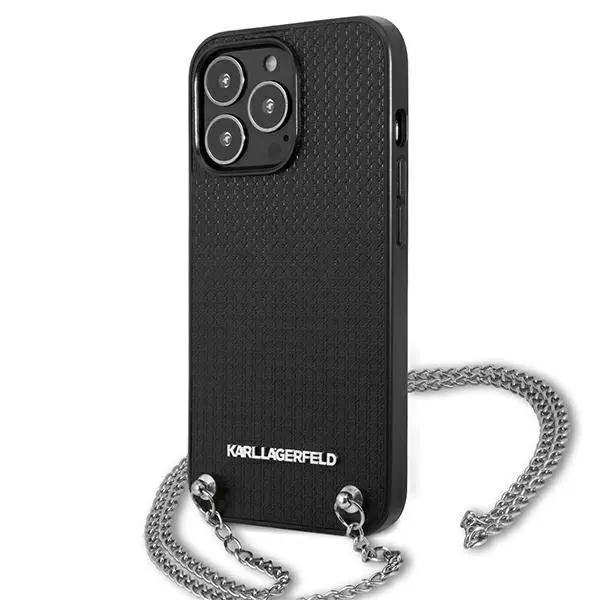 Etui Karl Lagerfeld Leather Textured and Chain KLHCP13XPMK do iPhone 13 Pro Max