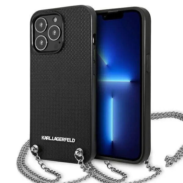 Etui Karl Lagerfeld Leather Textured and Chain KLHCP13XPMK do iPhone 13 Pro Max