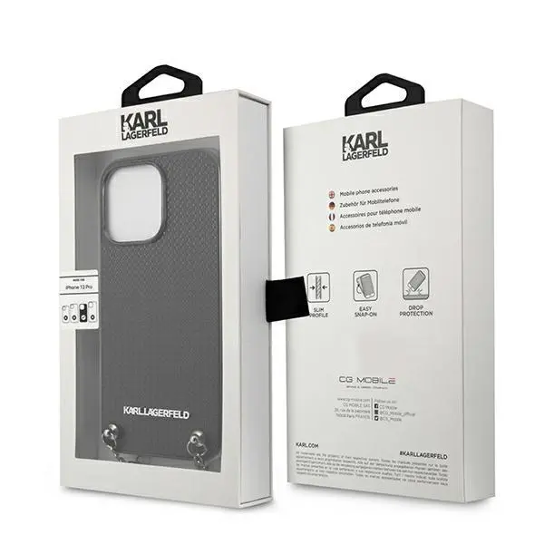 Etui Karl Lagerfeld Leather Textured and Chain KLHCP13XPMK do iPhone 13 Pro Max
