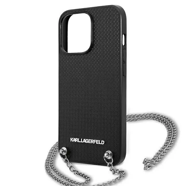Etui Karl Lagerfeld Leather Textured and Chain KLHCP13XPMK do iPhone 13 Pro Max