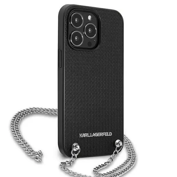 Etui Karl Lagerfeld Leather Textured and Chain KLHCP13XPMK do iPhone 13 Pro Max