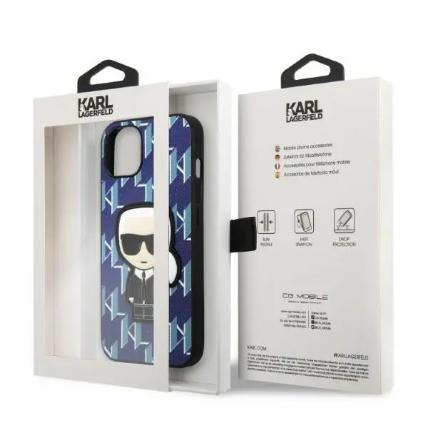 Etui Karl Lagerfeld Monogram Ikonik Patch KLHCP13SPMNIKBL do iPhone 13 mini