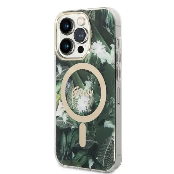 Ładowarka indukcyjna Guess GUBPP14LHJEACSA ładowarka indukcyjna + etui Jungle MagSafe do iPhone 14 Pro