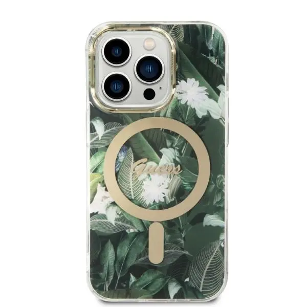 Ładowarka indukcyjna Guess GUBPP14LHJEACSA ładowarka indukcyjna + etui Jungle MagSafe do iPhone 14 Pro