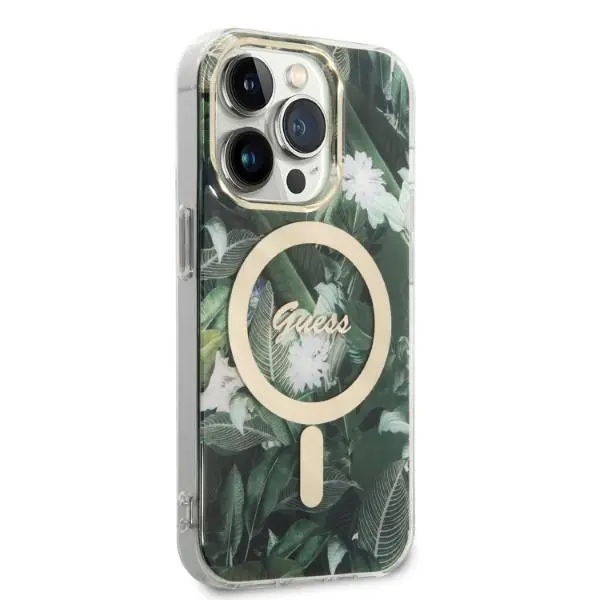 Ładowarka indukcyjna Guess GUBPP14LHJEACSA ładowarka indukcyjna + etui Jungle MagSafe do iPhone 14 Pro