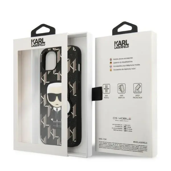 Etui Karl Lagerfeld Monogram Ikonik Patch KLHCP13SPMNIKBK do iPhone 13 mini