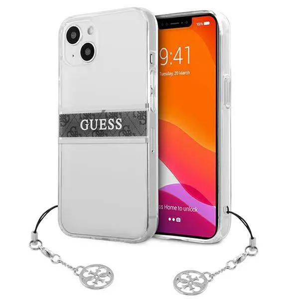 Etui Guess 4G Grey Strap Charm GUHCP13SKB4GGR do iPhone 13 mini