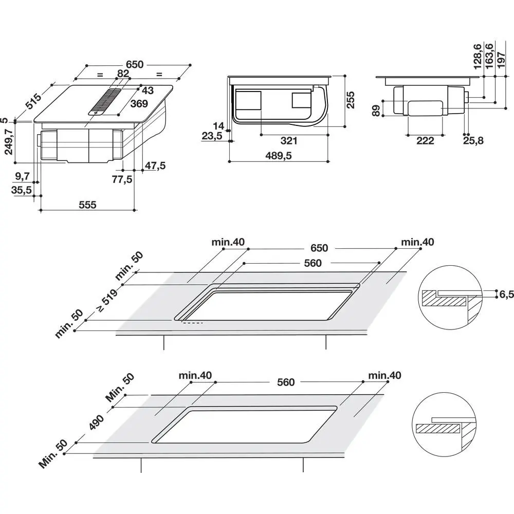 Płyta indukcyjna z okapem Whirlpool WVH 1065 B 65cm