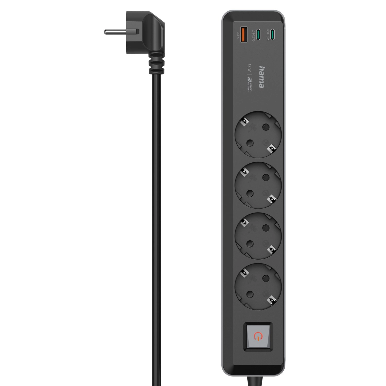 Listwa Hama 223189 4 gniazda 1,4m Czarny