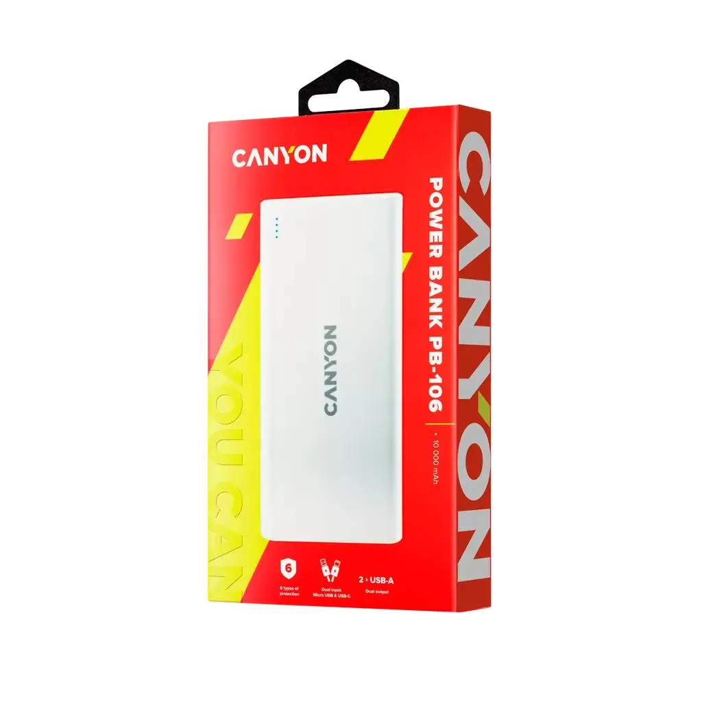 Powerbank Canyon PB-106 Biały 10000mAh Biały
