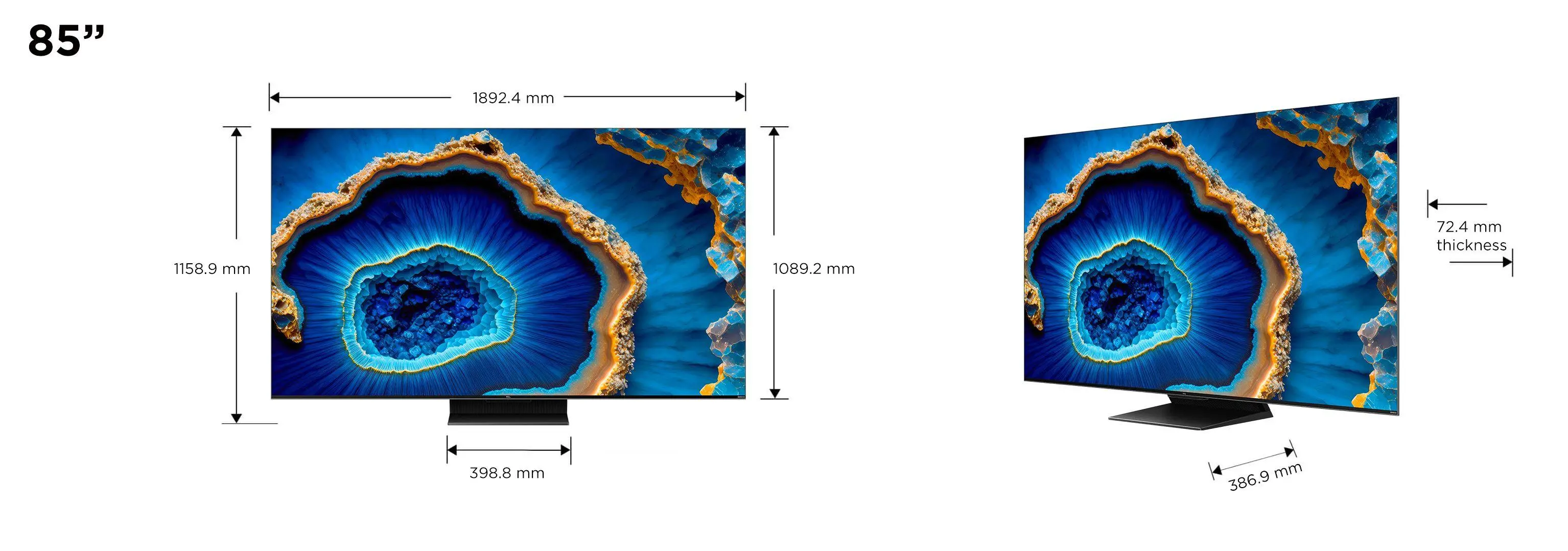 Telewizor TCL QD-Mini LED 85C805 85" QLED 4K 144Hz Google TV Dolby Vision IQ Dolby Atmos HDMI 2.1 DVB-T2