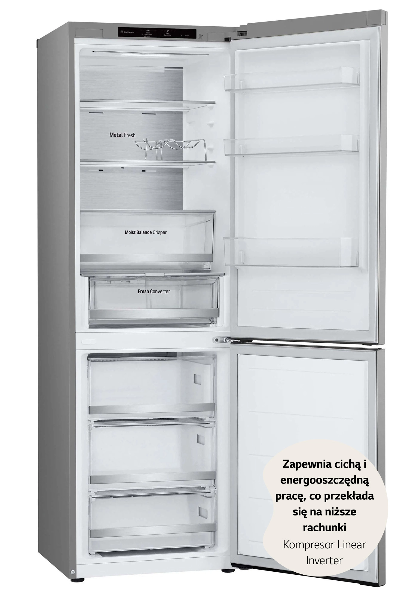 Lodówka LG GBV5140DPY Pełny No Frost 186cm Szuflada z kontrolą wilgotności Srebrny