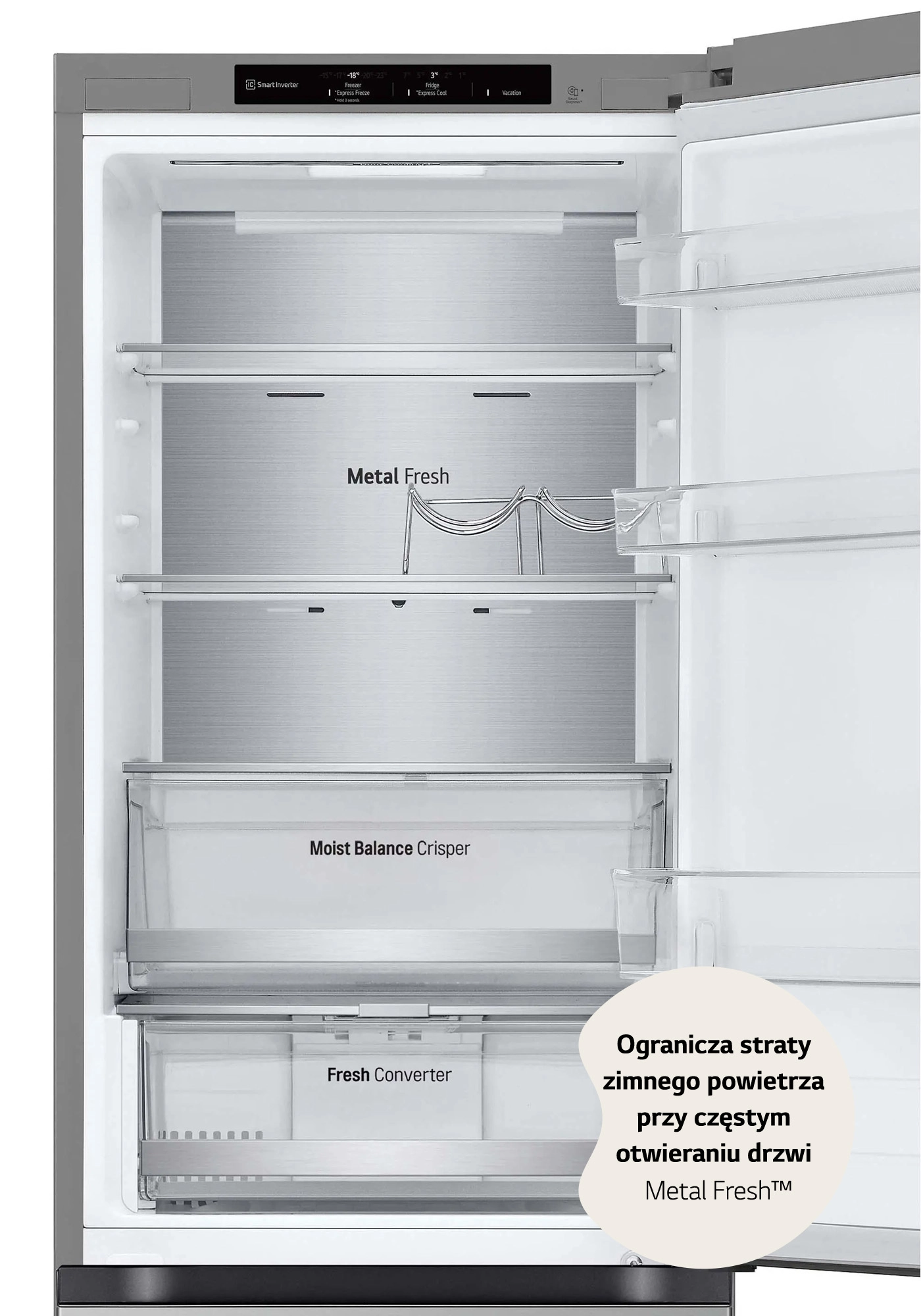 Lodówka LG GBV5140DPY Pełny No Frost 186cm Szuflada z kontrolą wilgotności Srebrny