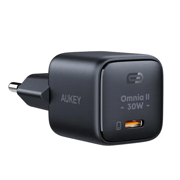 Ładowarka sieciowa Aukey Omnia II PA-B1L GaN, USB-C, PD 30W, Czarny