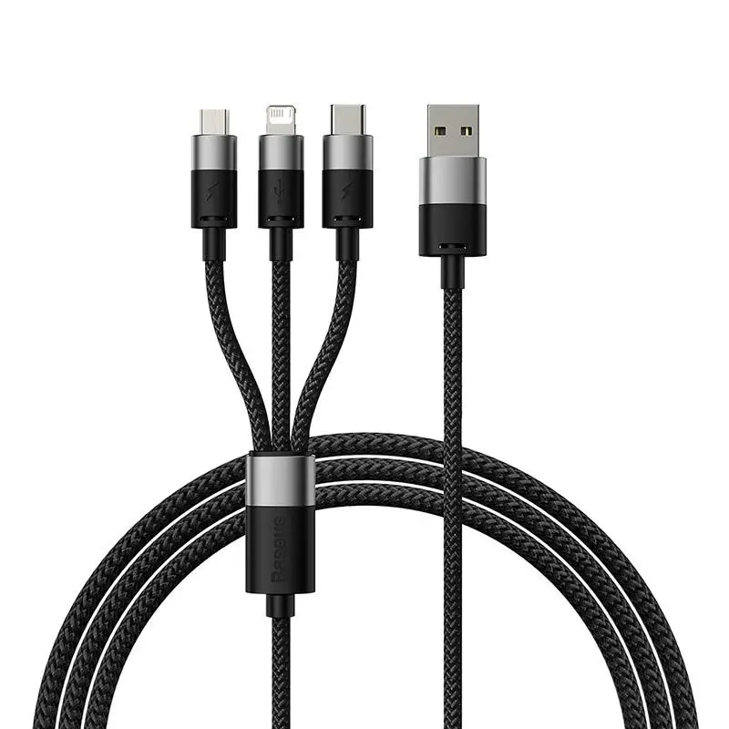 Kabel Baseus StarSpeed USB do M+L+C 3,5A 0,6m Czarny