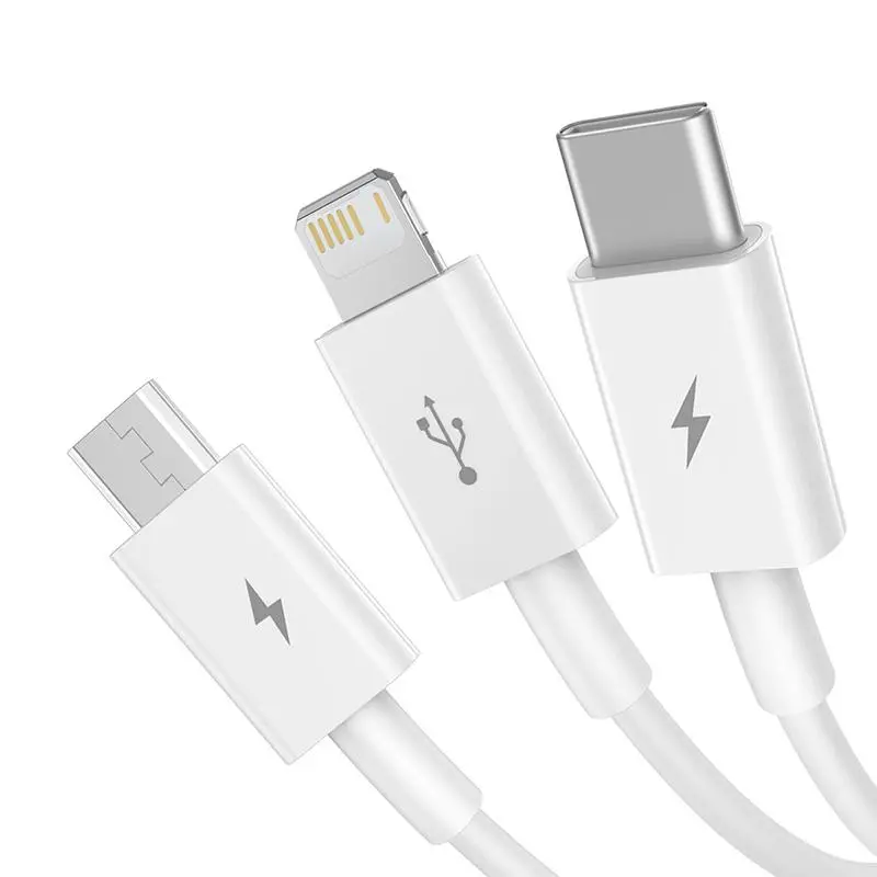 Kabel Baseus Quick Charge USB to M+L+C Superior Data 3,5A 0,5m Biały