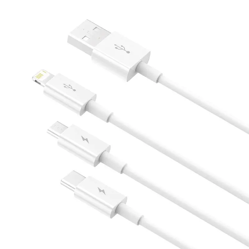 Kabel Baseus Quick Charge USB to M+L+C Superior Data 3,5A 0,5m Biały