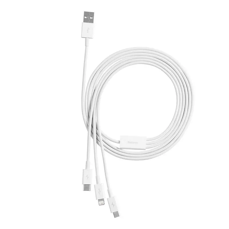 Kabel Baseus Quick Charge USB to M+L+C Superior Data 3,5A 0,5m Biały
