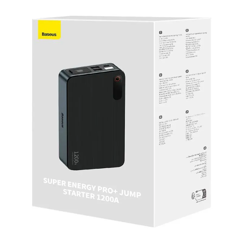 Powerbank Baseus C00245700111-00 Jump Starter Super Energy Pro+ 12V 12000mAh 1200A 6.0L 2.5L Czarny