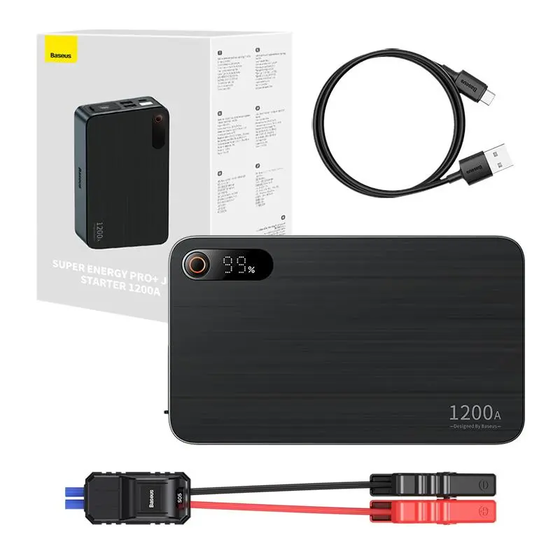 Powerbank Baseus C00245700111-00 Jump Starter Super Energy Pro+ 12V 12000mAh 1200A 6.0L 2.5L Czarny